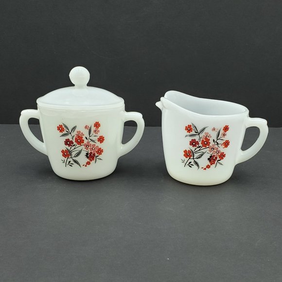 Fire King Dining Fire King Primrose Creamer And Sugar Bowl With Lid Anchor Hocking Milk